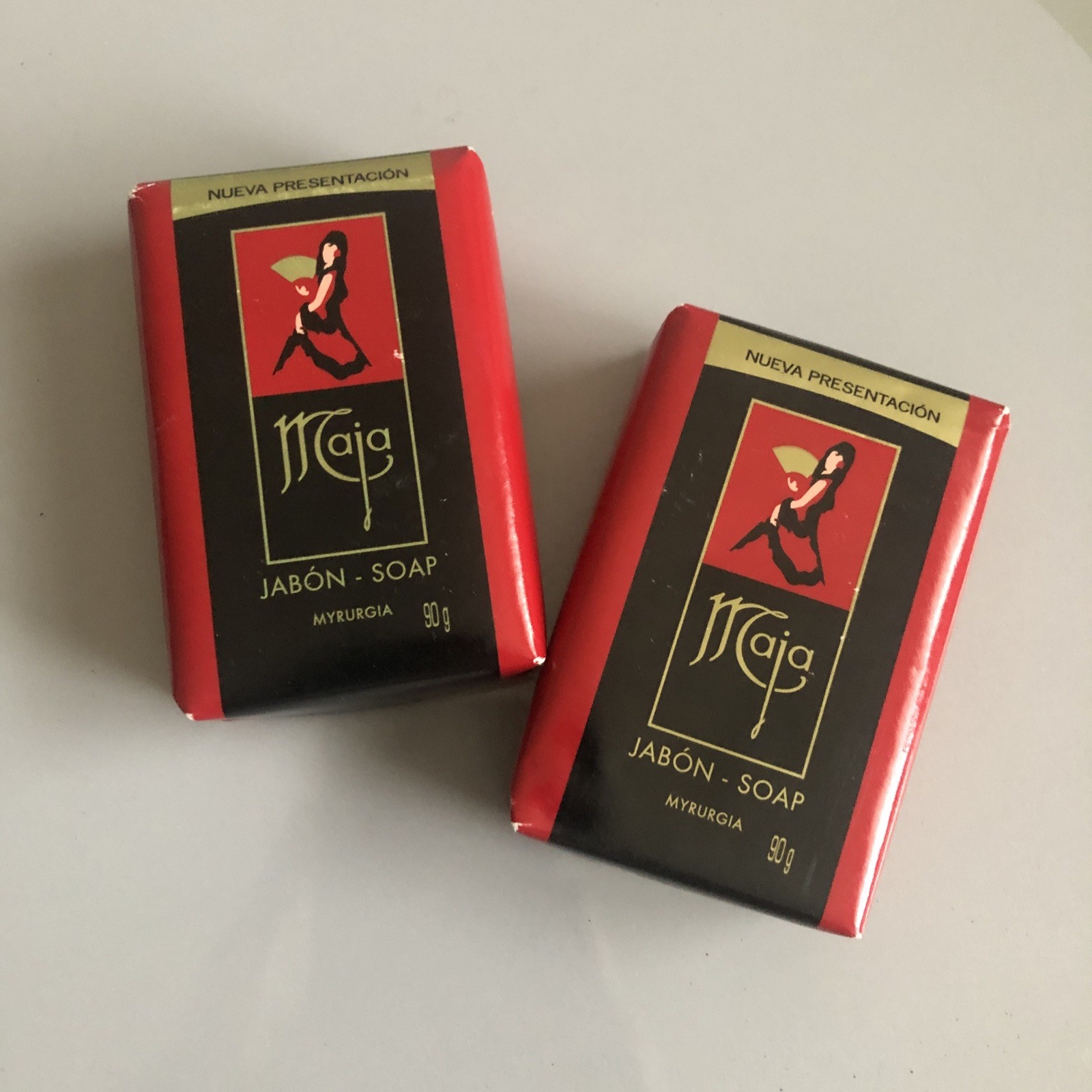 Vintage Espana Myrurgia Maja Jabon Soap 3.166oz 90 Gram Bars Made In Spain