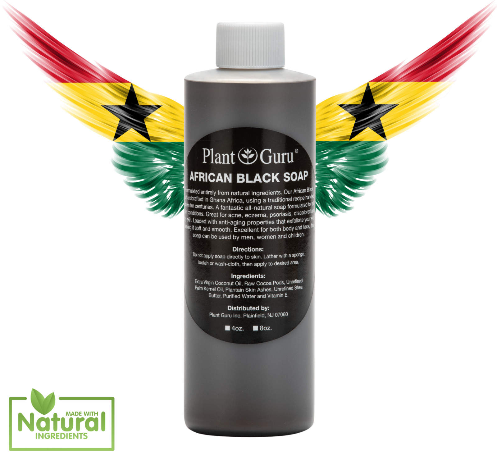 16 oz. SCENTED African Black Soap Liquid Raw 100% Pure Organic Body Face Wash