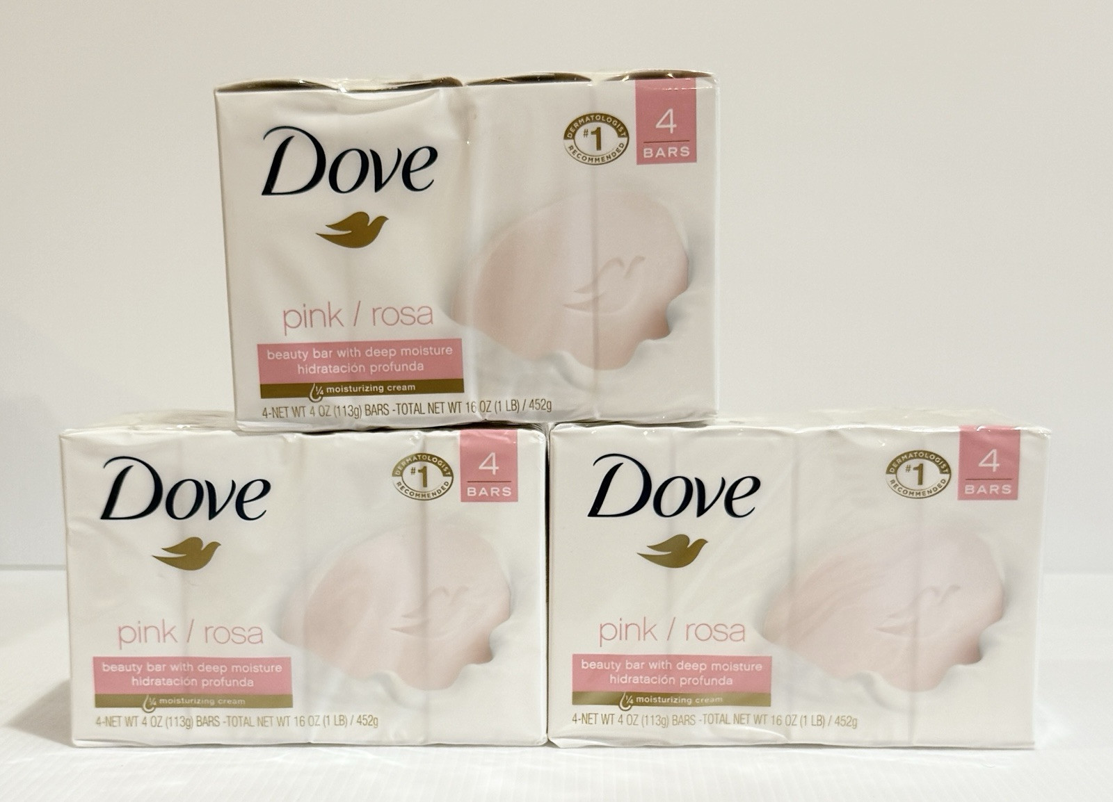 DOVE Beauty Bar Deep Hydration PINK 4 Oz. (113g) Each ~ Lot Of 12 NEW ~ SEALED