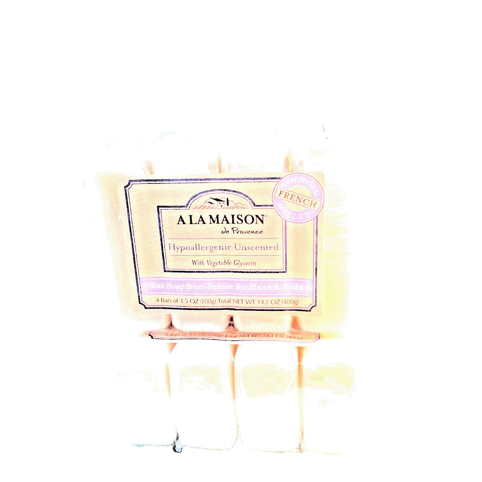 2 A La Maison – Hypoallergenic Unscented Bar Soap 4ct Packs, 8 BARS TOTAL France