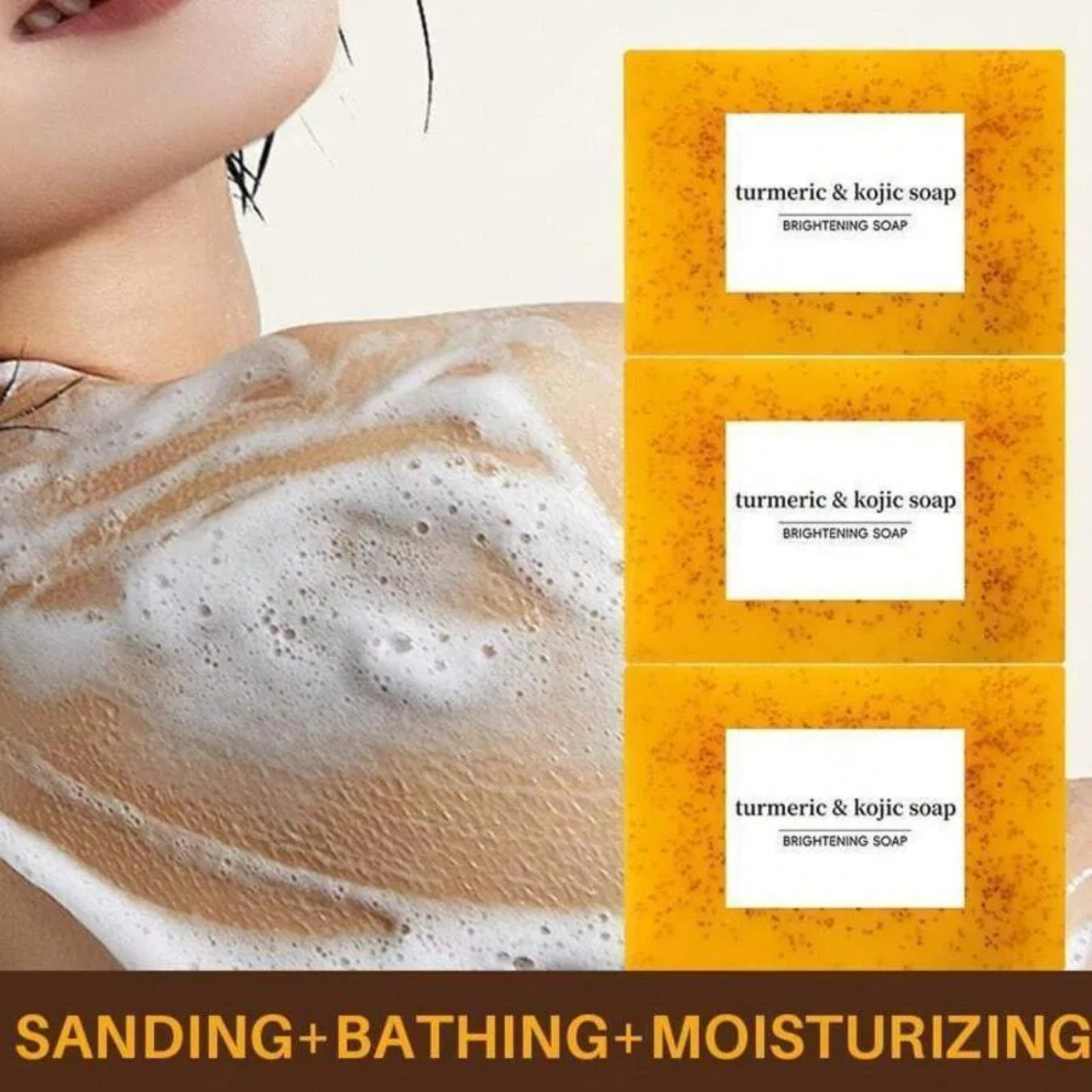 3 Pack Handmade Turmeric Kojic Acid Soap Dark Spot Remover Brightening Face Body