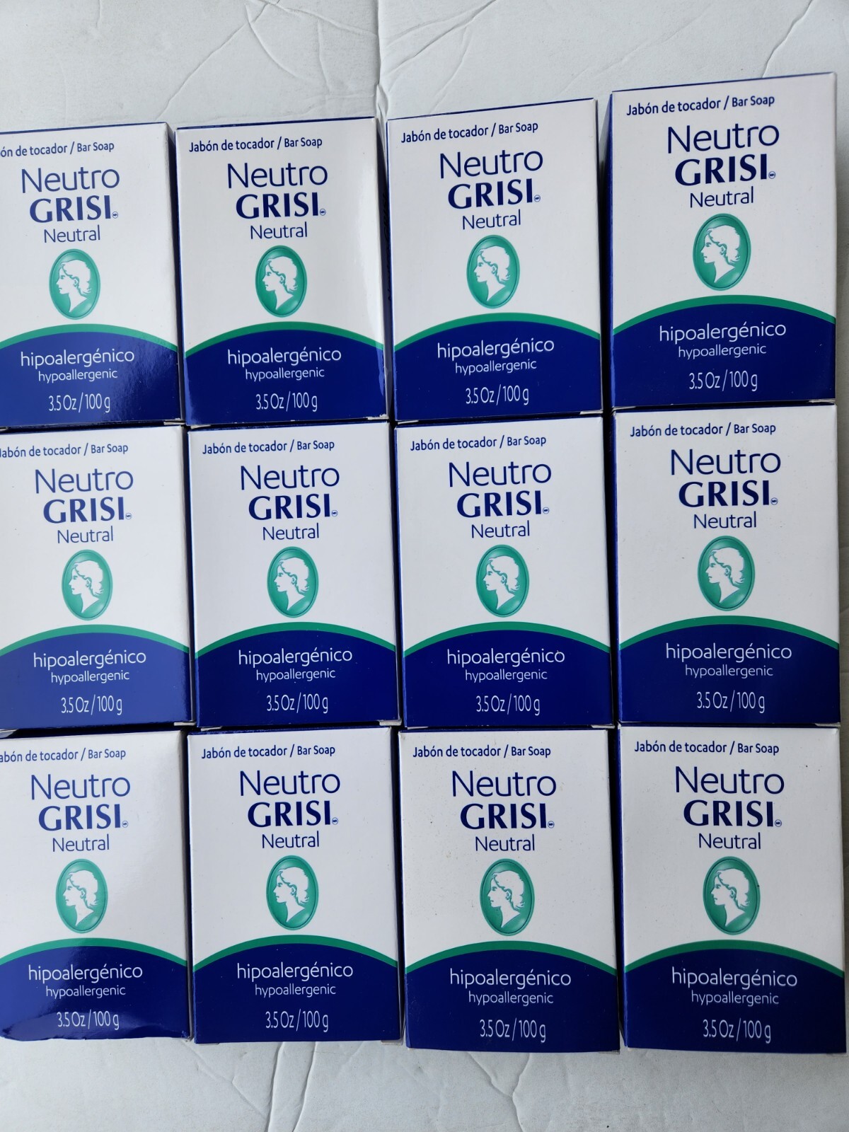 12 BARS SOAP GRISI NEUTRAL HYPOALLERGENIC JABON TOCADOR 3.5 OZ EACH MADE MEXICO