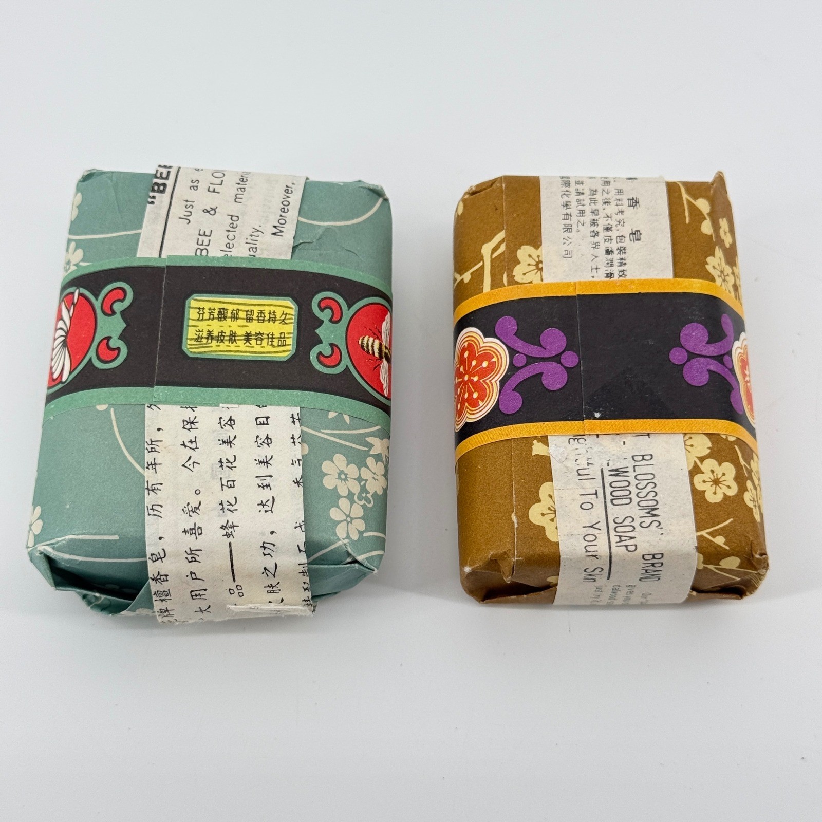 Bee & Flower Bar Soap 2.85oz Multi Floral Sandalwood Paper Wrapped 2pk