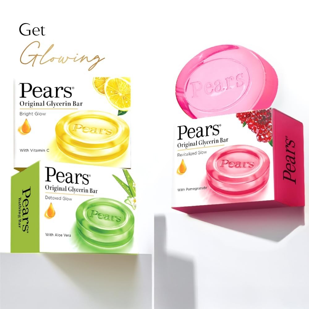Pears Original Glycerin Soap Bar 125g x4 Pomegranate Revitalized Glow
