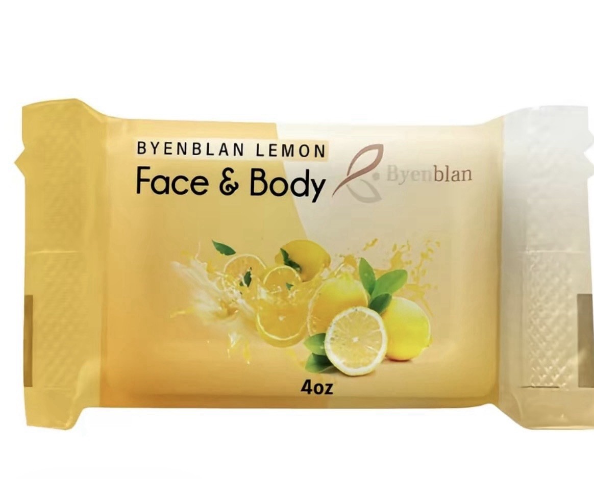 Byenblan Lemon Moisturizing Face & Body Soap Yellow Unisex 4 oz Rectangular