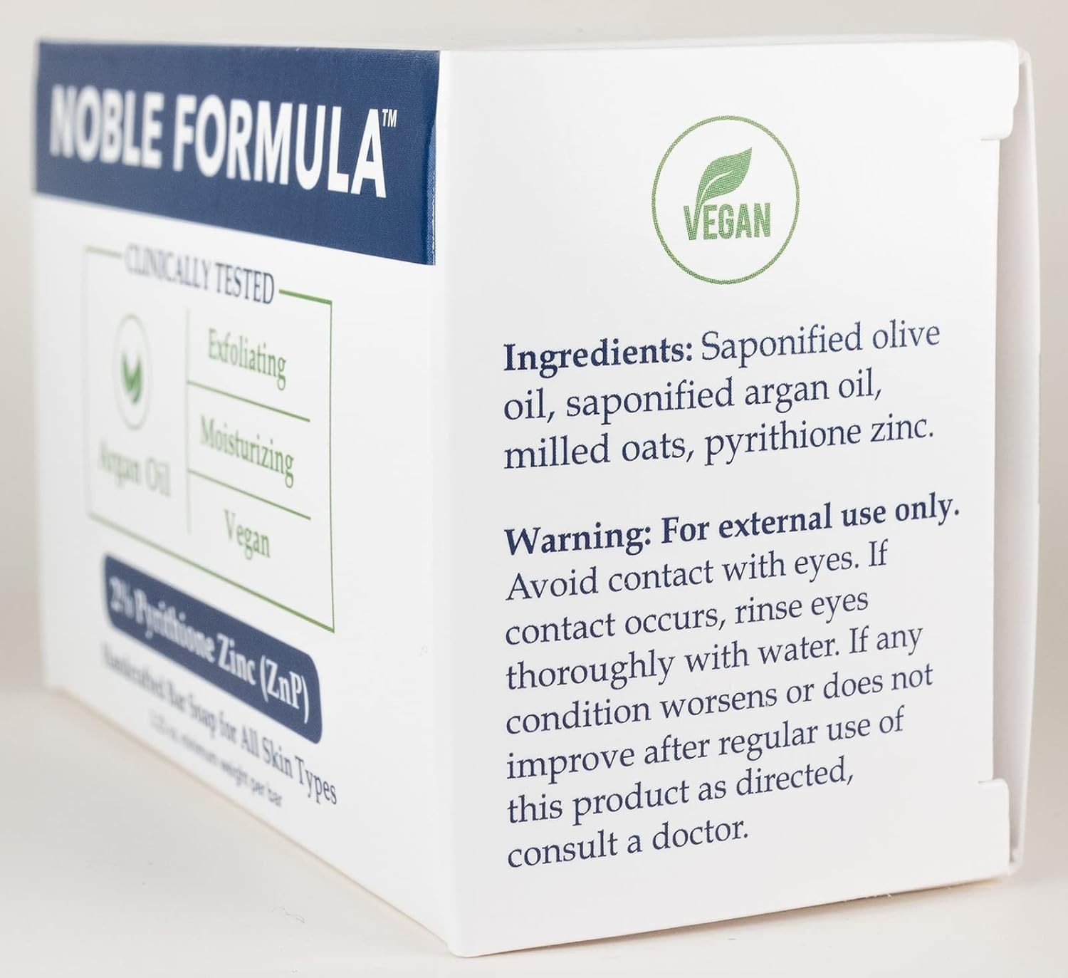 Gentle Unscented Zinc Bar Soap with Olive and Argan Oils for All Skin Types