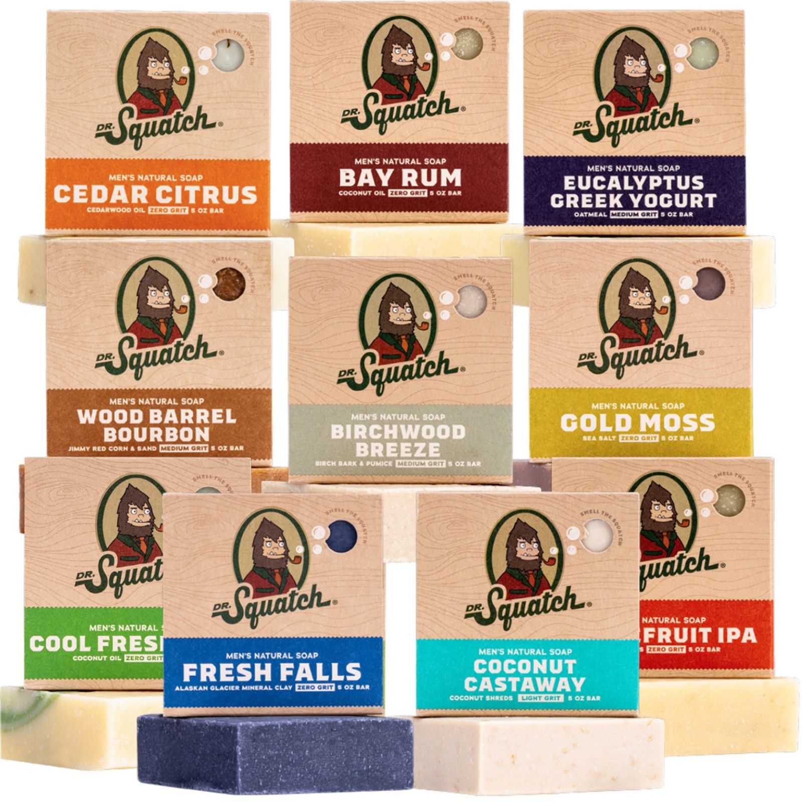 Natural Men’s Bar Soap – Cold Process Body Soap with Essential Oils – 10-Pack, 5
