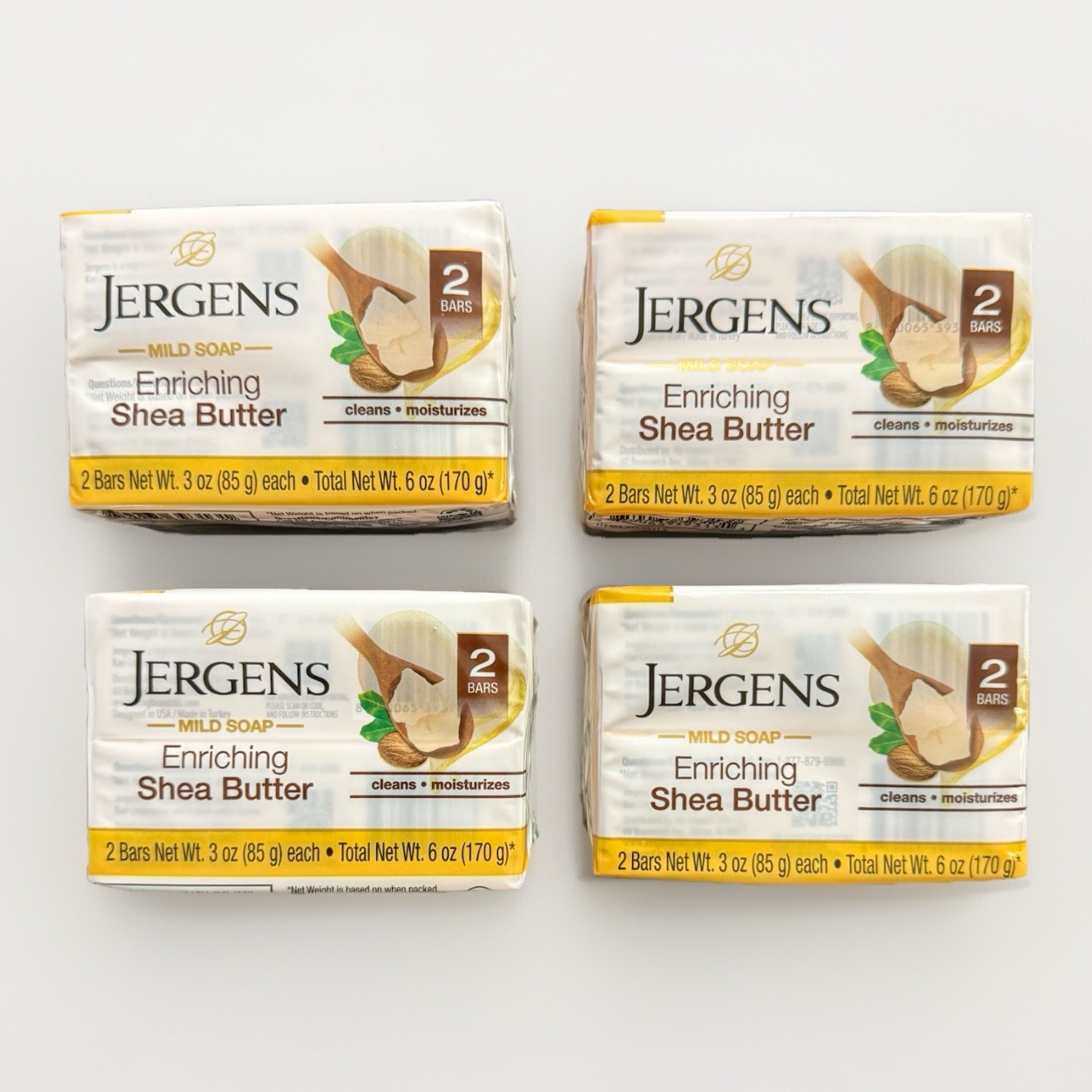 Jergens Mild Soap Enriching Shea Butter ~ 4 Pack – 8 Bars Total, 3oz Each