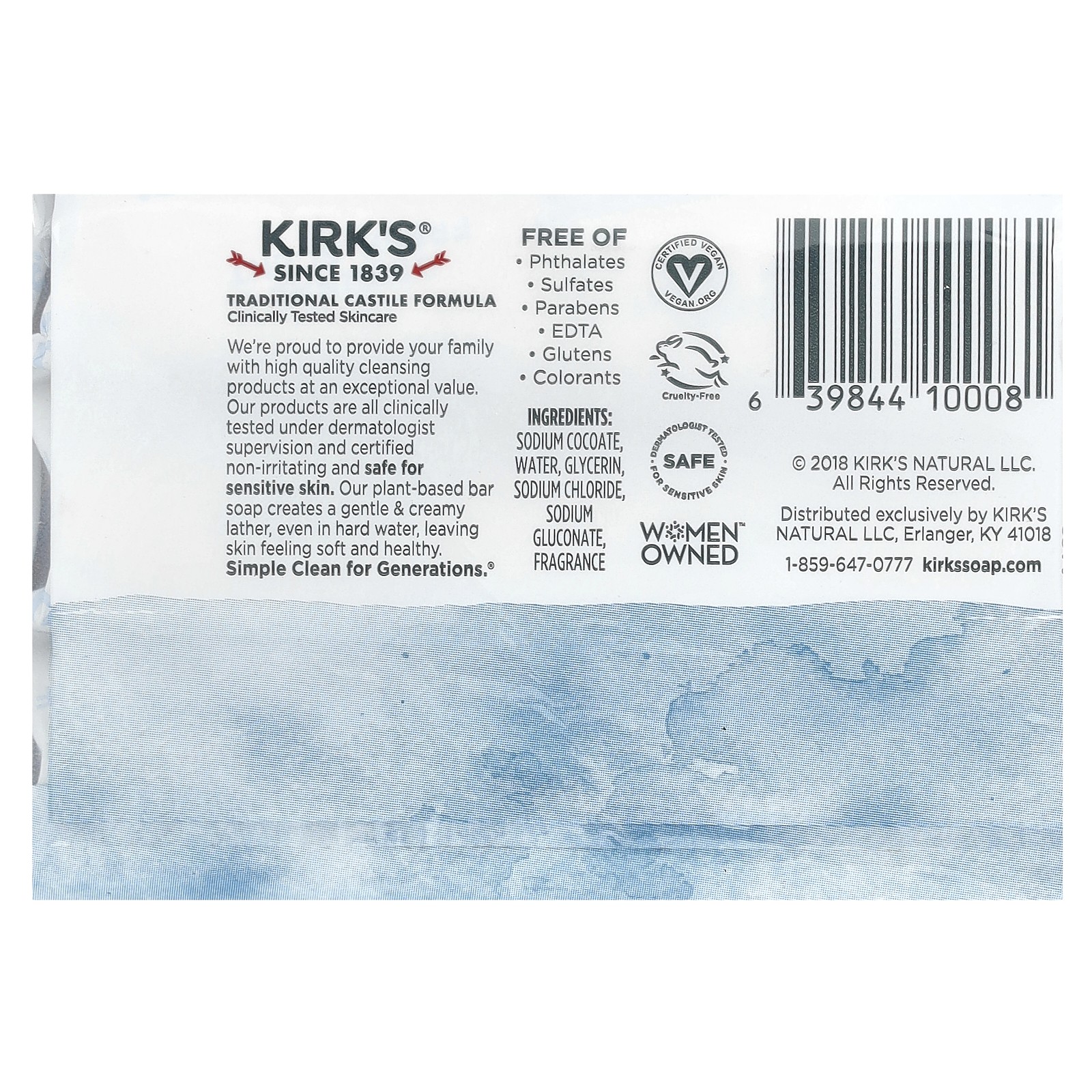100% Premium Coconut Oil Gentle Castile Soap, Original Fresh Scent, 3 Bars, 4 oz