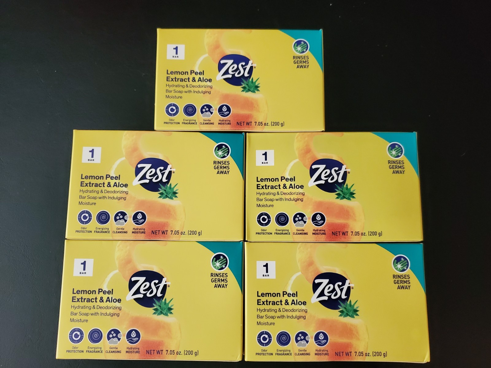 (5) Zest Lemon Peel Extract & Aloe Hydrating & Deodorizing Bar Soap 7.05oz