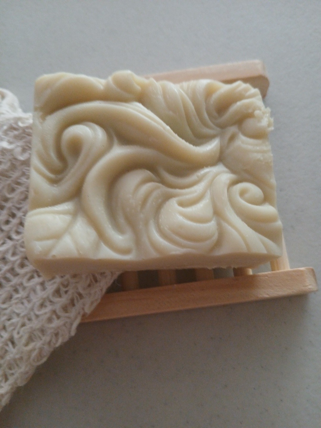 NEW Handmade Allepo Style Soap-3.0+ Oz-Unscented-Wave Design-2 15/16″X2 1/8″X 1″