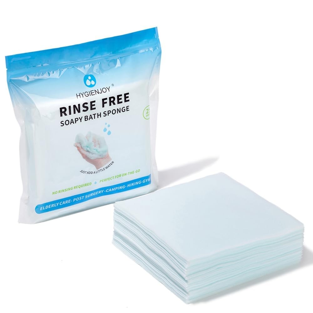 -21% Larger,No Rinse Bathing Wipes for Adults-Rinse Free Bath Sponges,Soap