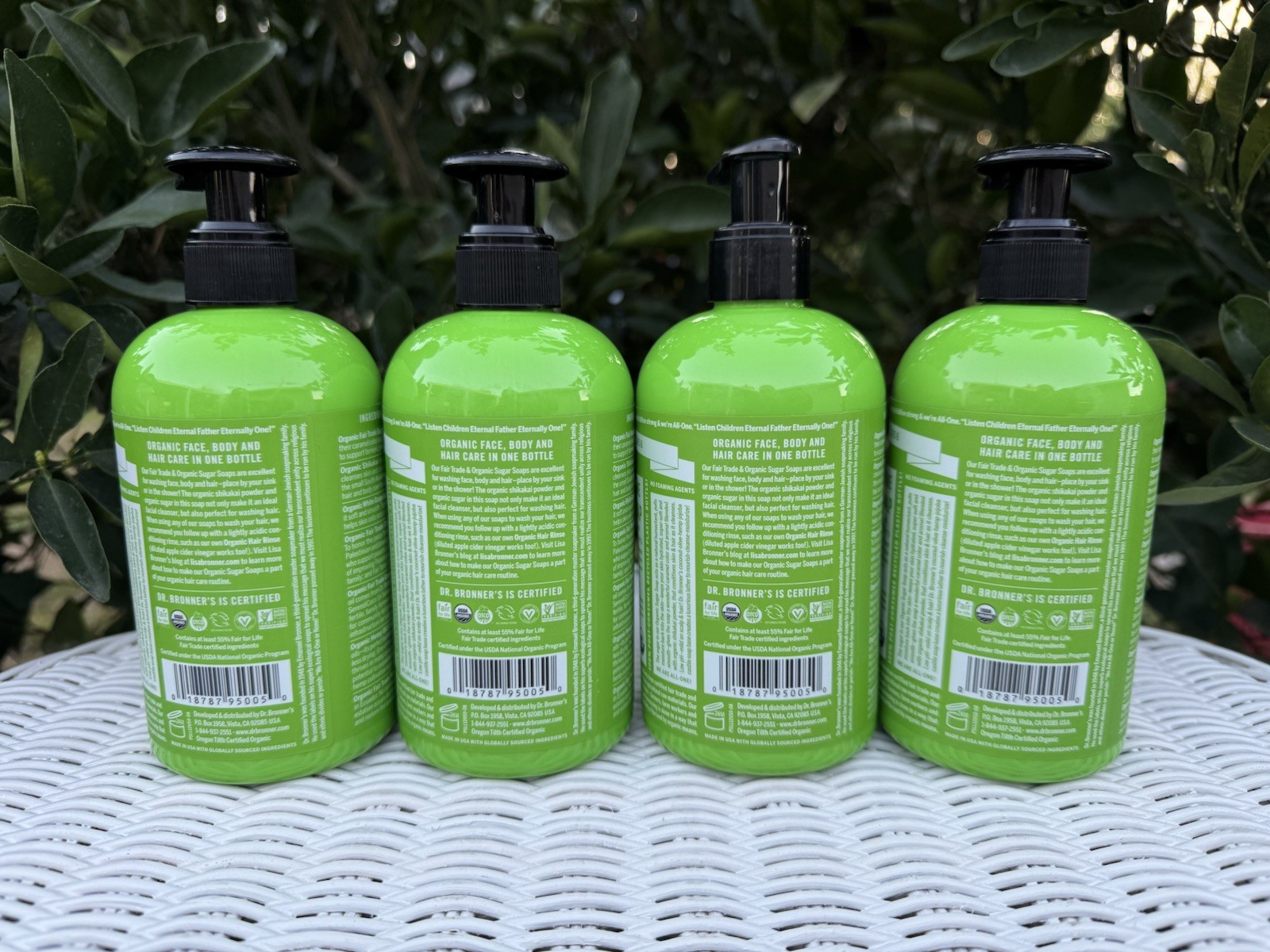 BUNDLE 4 Dr Bronners 4-in-One Lemongrass Lime Organic Sugar Soap with Pump 12 oz