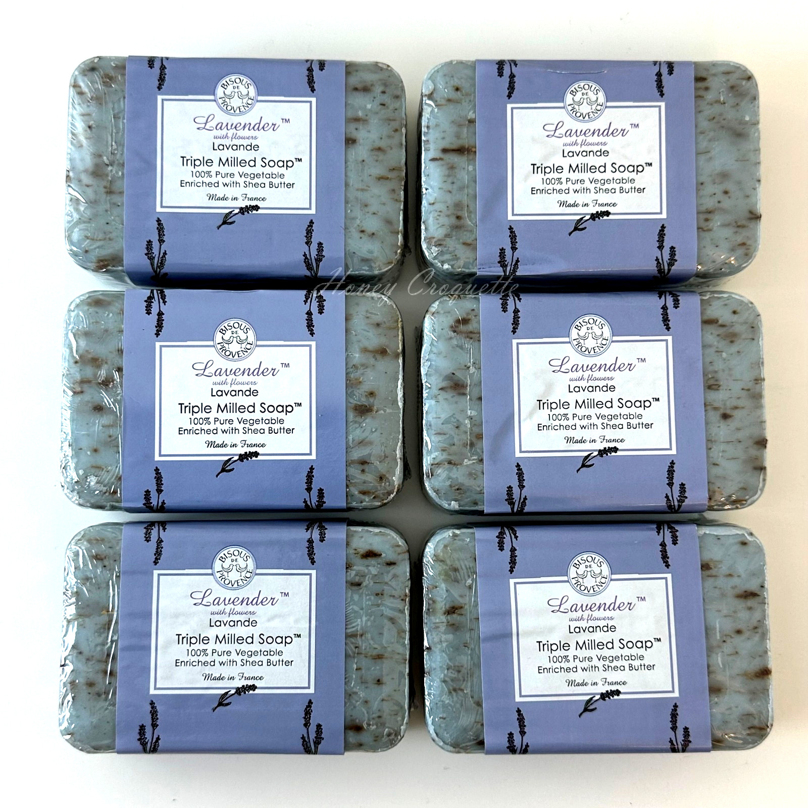 6 Bars Trader Joe’s Bisous de Provence Lavender with Flowers Triple Milled Soap