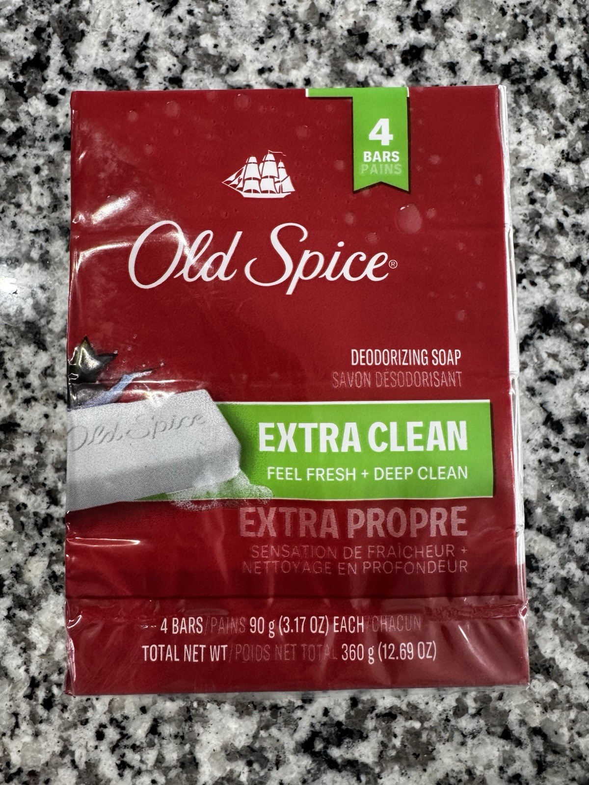 Old Spice Deodorizing Bar Soap Extra Clean Fresh & Deep Clean 3.17 oz. 4 Bars