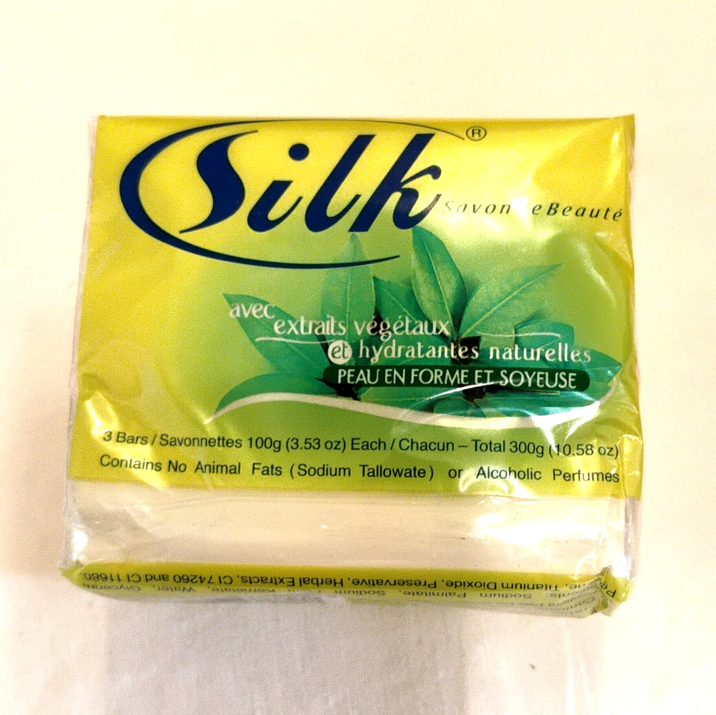 Silk Herbal Beauty Bar Soap, Moisturizing, 3 Bars, 100g Each