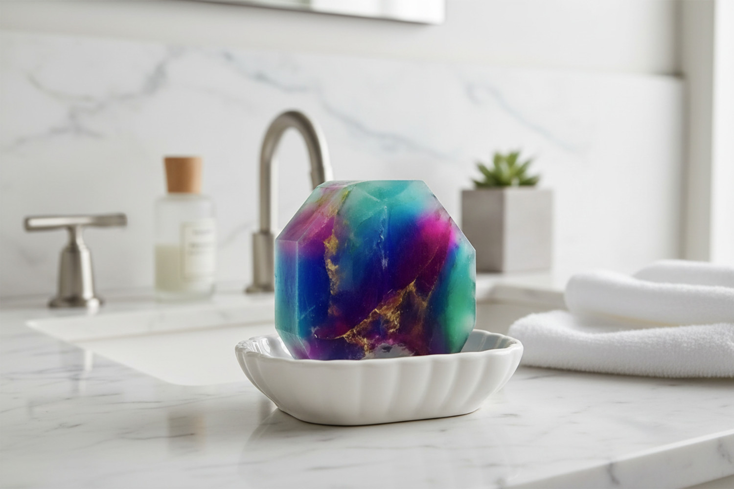 T.S. Pink SoapRock- Rainbow Fluorite