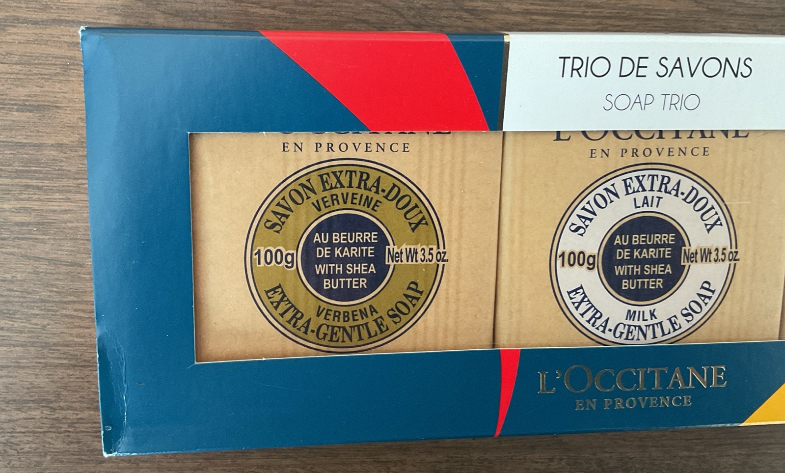 3 Bars L’Occitane Shea Butter Soap Trio Lavender ~ Milk ~ Verbena Gift Pack NIP