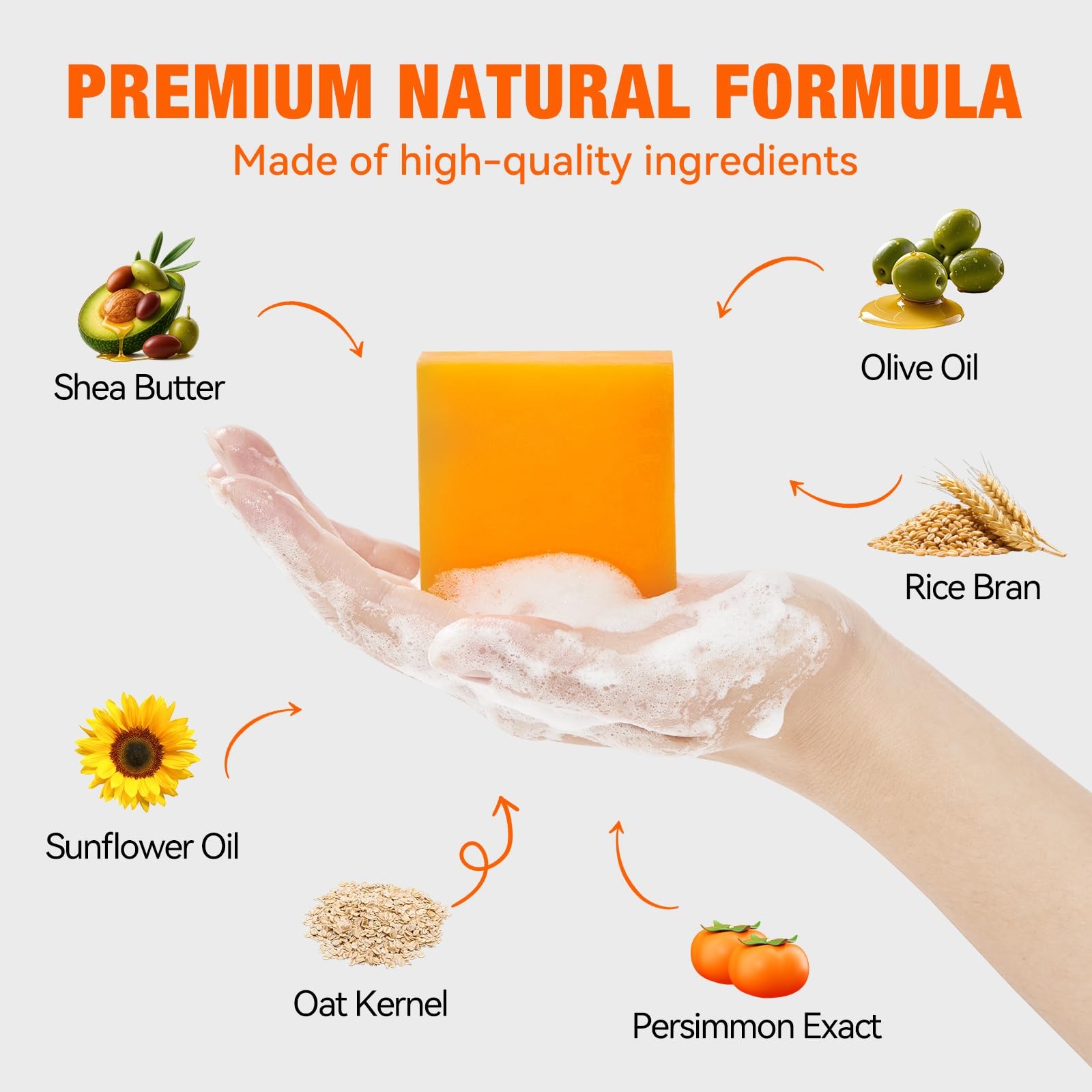 3 PCS Persimmon Soap Bar for Body Odor Control – Deodorizing & Eliminating Bo…