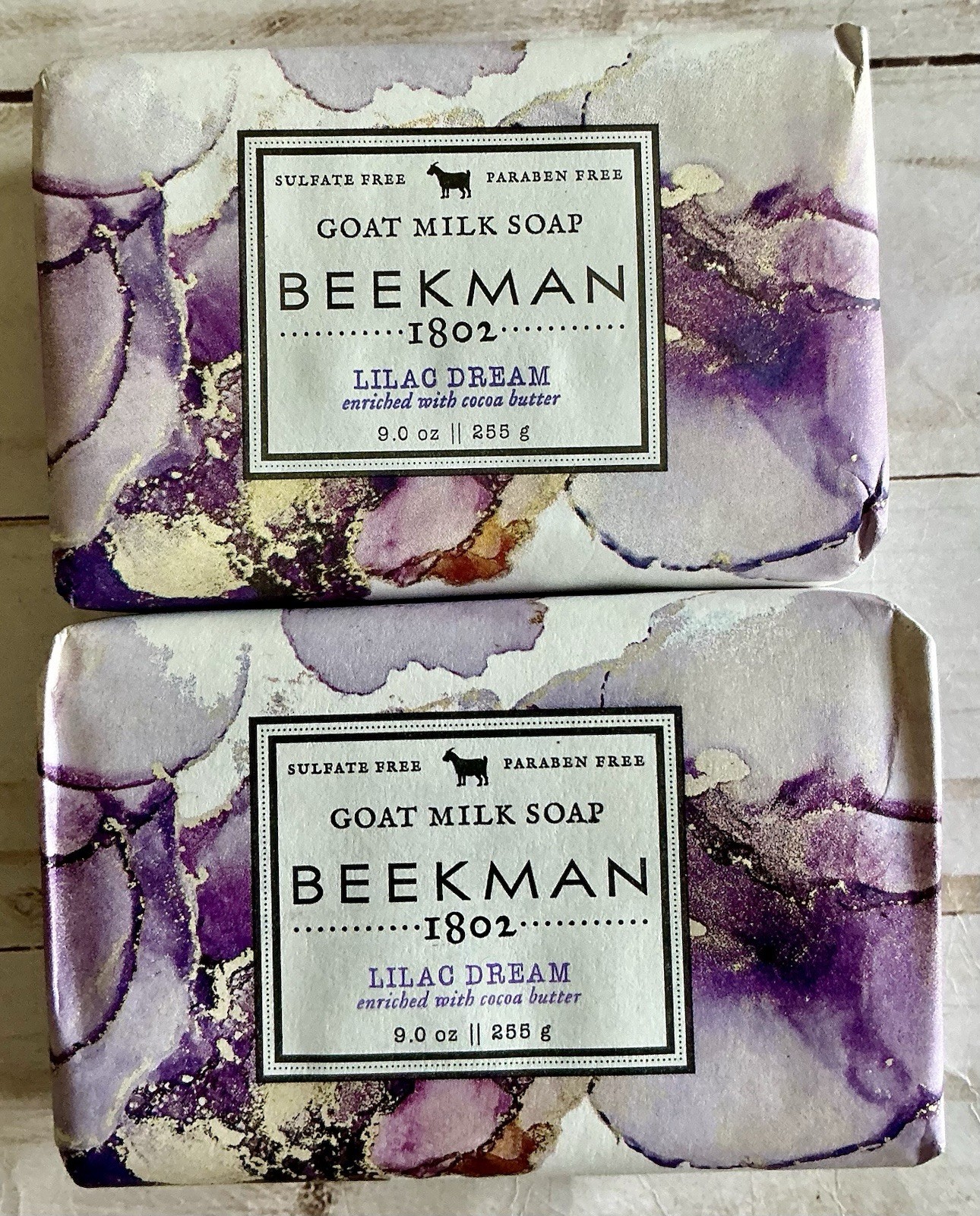 Lot of 2 Beekman 1802 Goat Milk Soap Bar Lilac Dream 9 oz Full Size New in Pkg