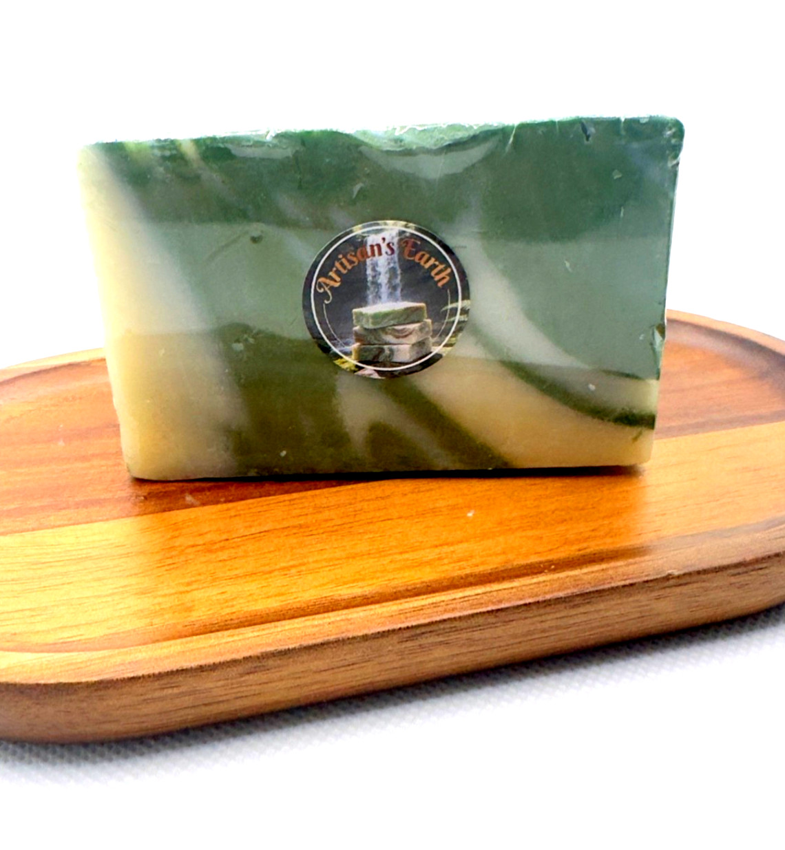 Handmade natural Soap Bar 4.8oz Green Swirl Charcoal Forest Veil Cascade scent