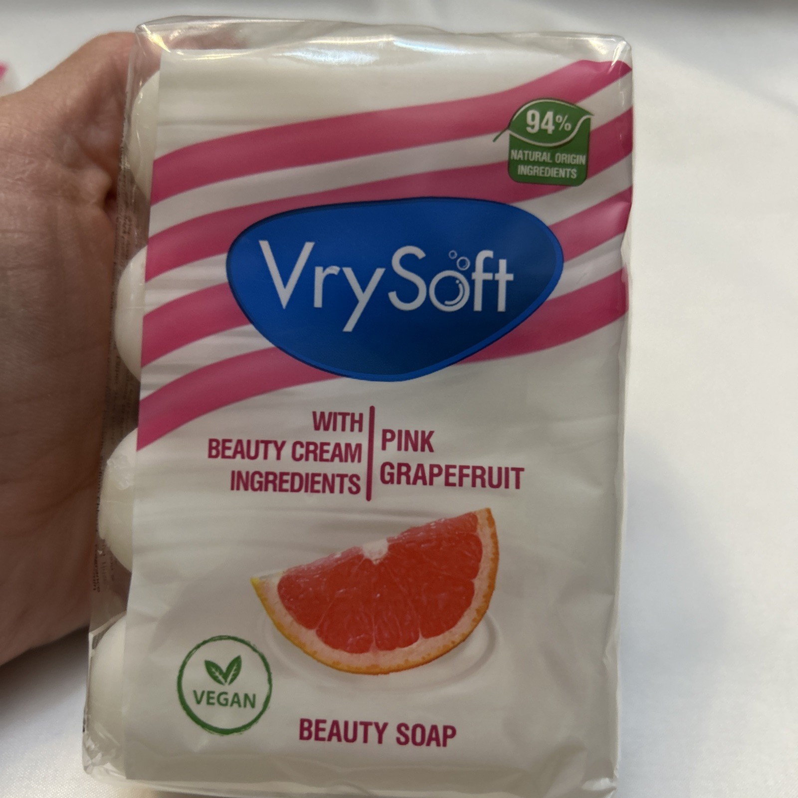 2 Packs VrySoft Beauty Soap Pink Grapefruit 4 Bars Each 8 Total Vegan Natural