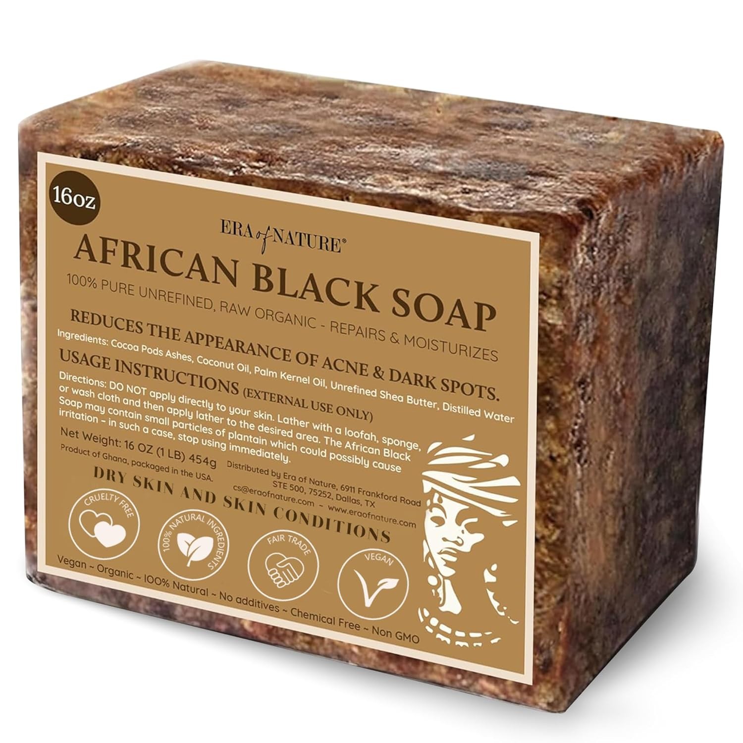 Raw African Black Soap PREMIUM QUALITY Organic Unrefined 100% Pure Natural Ghana
