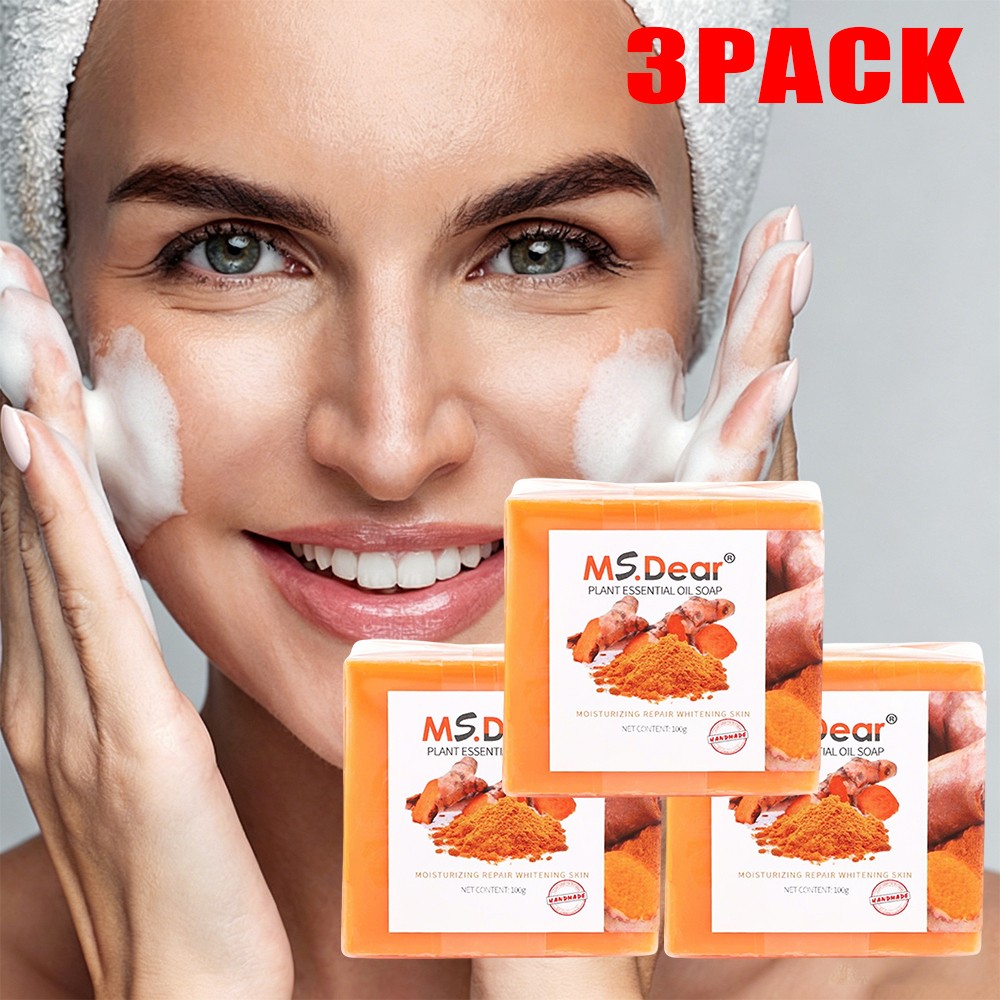 3 PCS Turmeric Soap Bar, Natural Bar Soap for Face & Body, Tumeric Bar Gift US