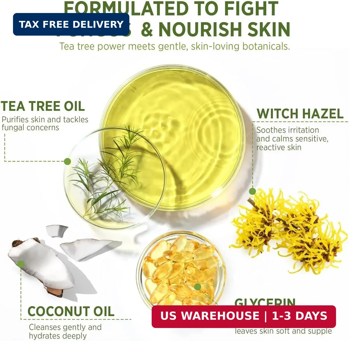 Tea Tree Soap, Relief Soap Bar Infused with Tea Tree Oil, Natural Foot & Body So