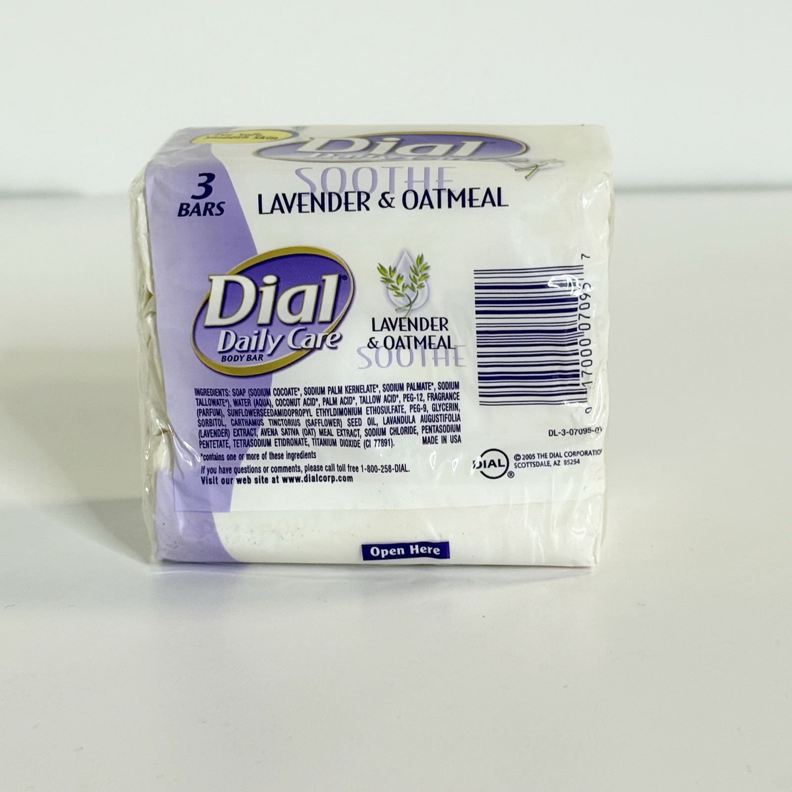 Dial SOOTHE Daily Care Body Bar Lavender & Oatmeal 3 Soap Bars Discontinued 2005