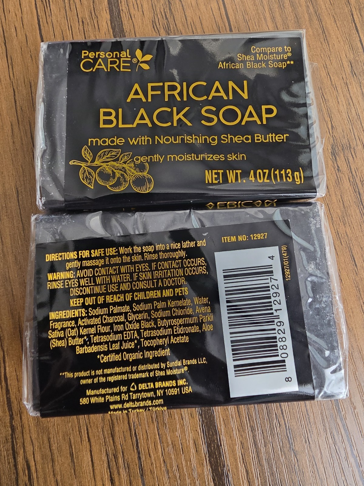 Personal Care African Black Soap with Shea Butter, Pack of 2, 4oz