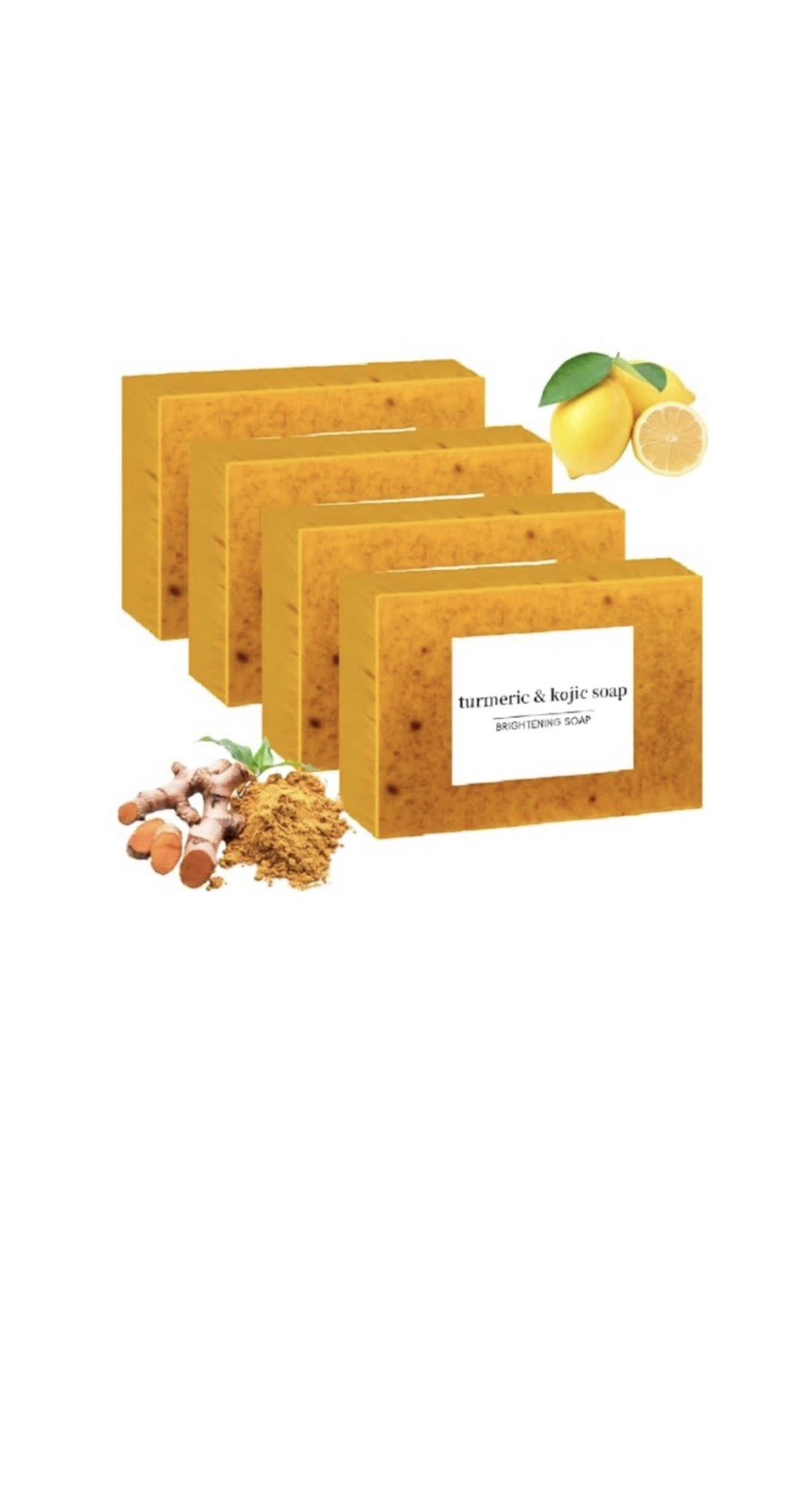 8 Pcs Tumeric Lemon Kojic Acid Soap Skin Whitening, Dark Spot Removal, 3.53oz
