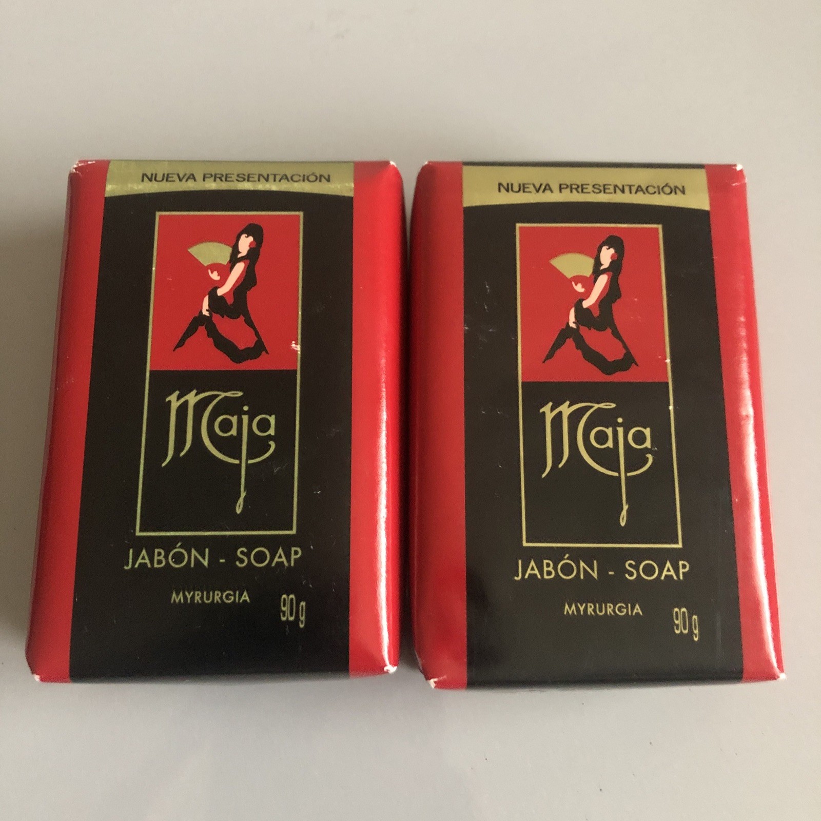 Vintage Espana Myrurgia Maja Jabon Soap 3.166oz 90 Gram Bars Made In Spain