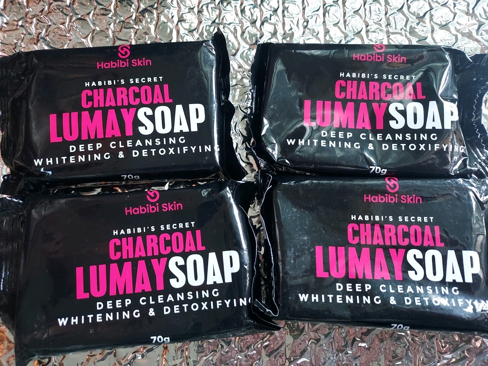 Habibi Skin Charcoal LumaySoap Deep Cleansing Whitening & Detox 70g X4 Pack New
