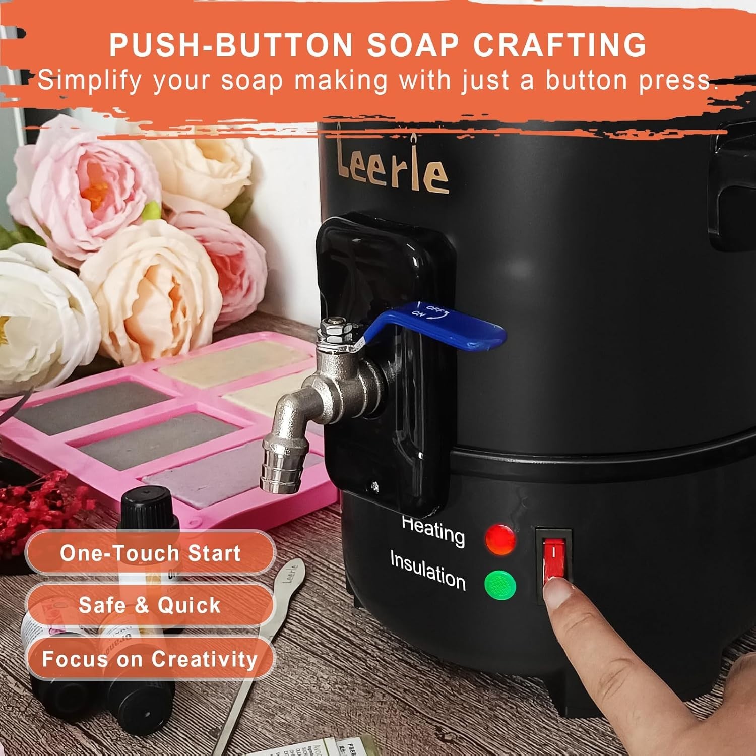 S4 Soap Melter, 8Lbs Soap Base Melting Pot with One-Touch Start & Heating Cor…