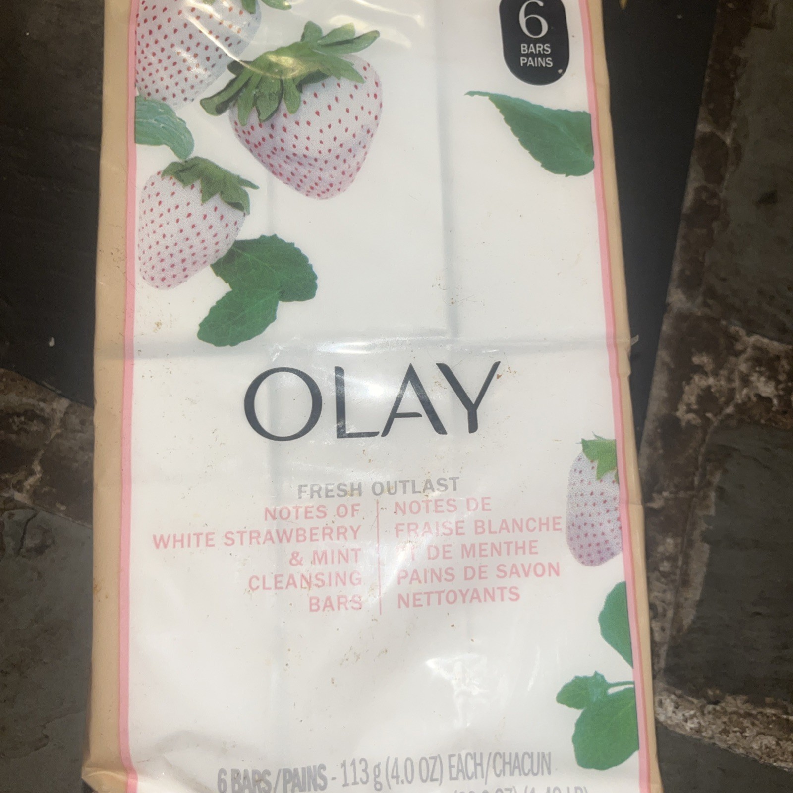🩷 OLAY (6-BARS) 4 Oz. ⚪️🫧●COOLING WHITE STRAWBERRY/MINT● 🍃🫧 Fresh Outlast.