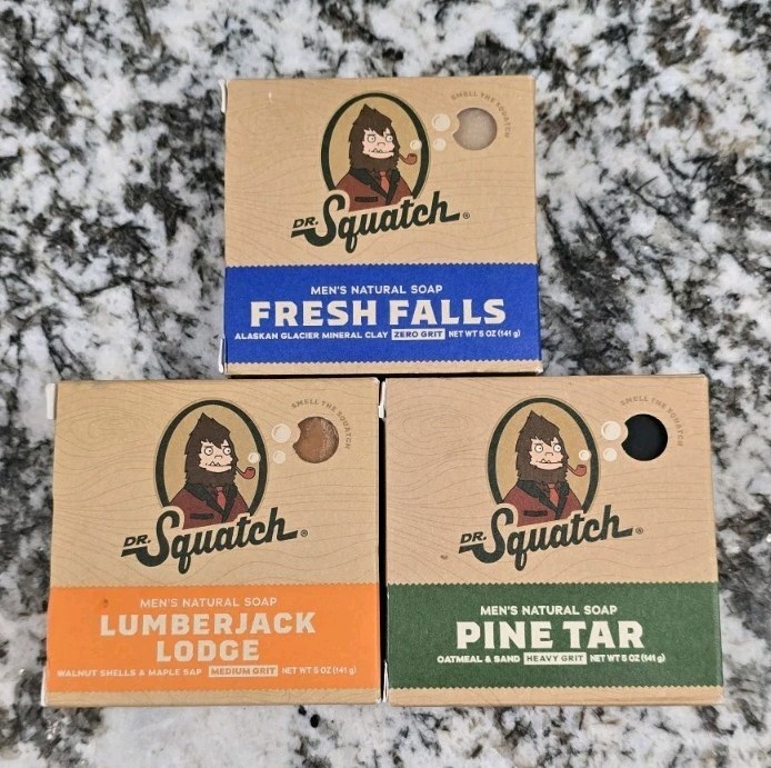 Dr. Squatch 3 Bar Set Pine Tar, Fresh Falls & Lumberjack Lodge Men’s Soaps NEW