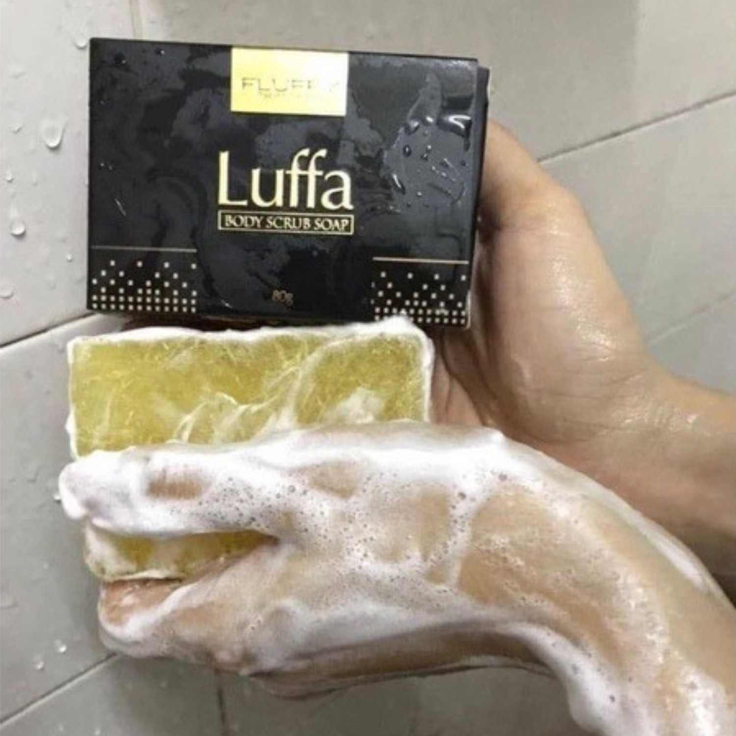 1 box Original Fluffy Luffa Body Scrub Bar Soap Remove Dirt dead skin cell 80g