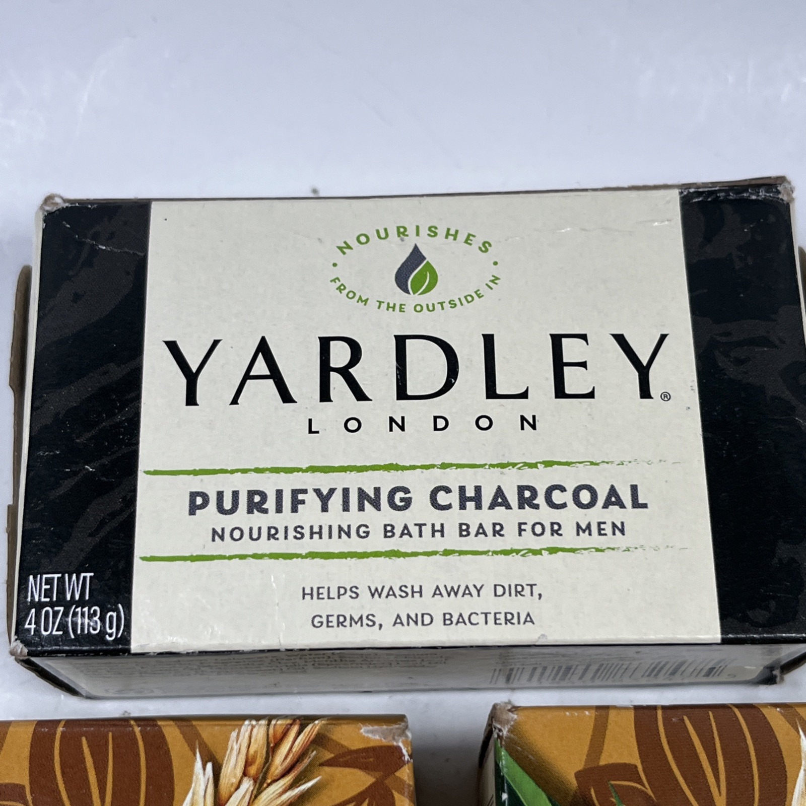 SET OF 3 Yardley Oatmeal and Almond Bar Soap, (1) Charcoal Bar, London Bars 4 oz