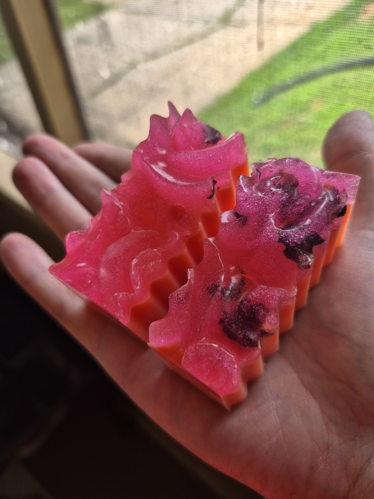Abide & Bloom Soap Co. Handcrafted Rose Bar Soap Pink/Orange Lot of 2 Bars