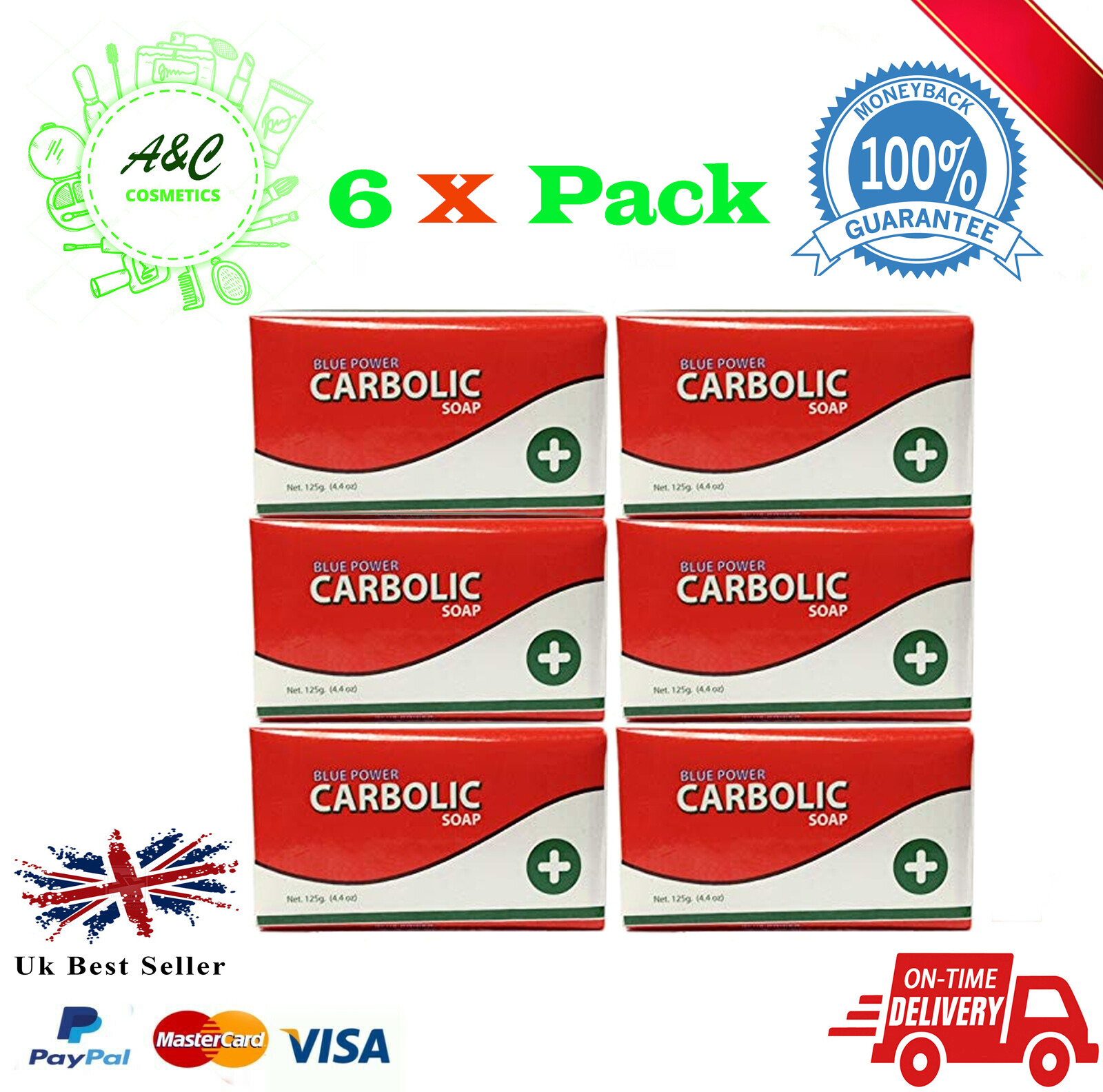 Blue Power Carbolic Soap 125g X Pack of 6