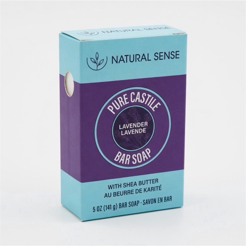 Natural Sense Pure Castile Lavender Bar Soap w/ Shea Butter, Moisturizing 5 oz