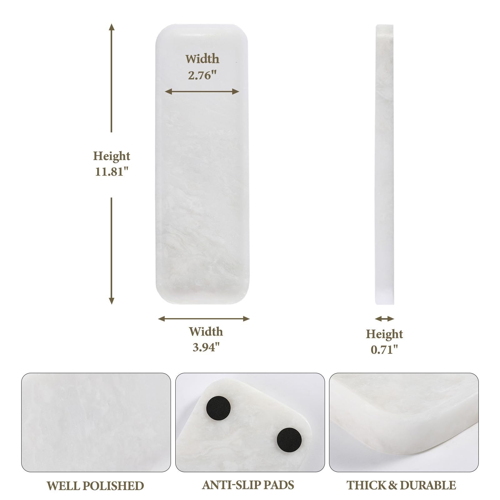 Koville Marble Tray, 12″x4″ Marble Vanity Tray for Bathroom Kitchen Counterto…