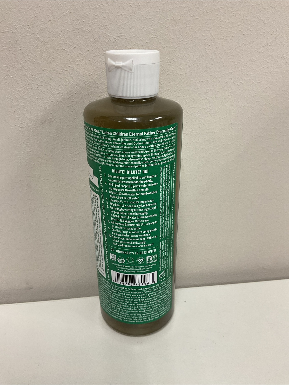 Sealed Dr Bronner’s 18-In-1 Hemp Almond Pure-Castile Soap 16fl oz 473ml
