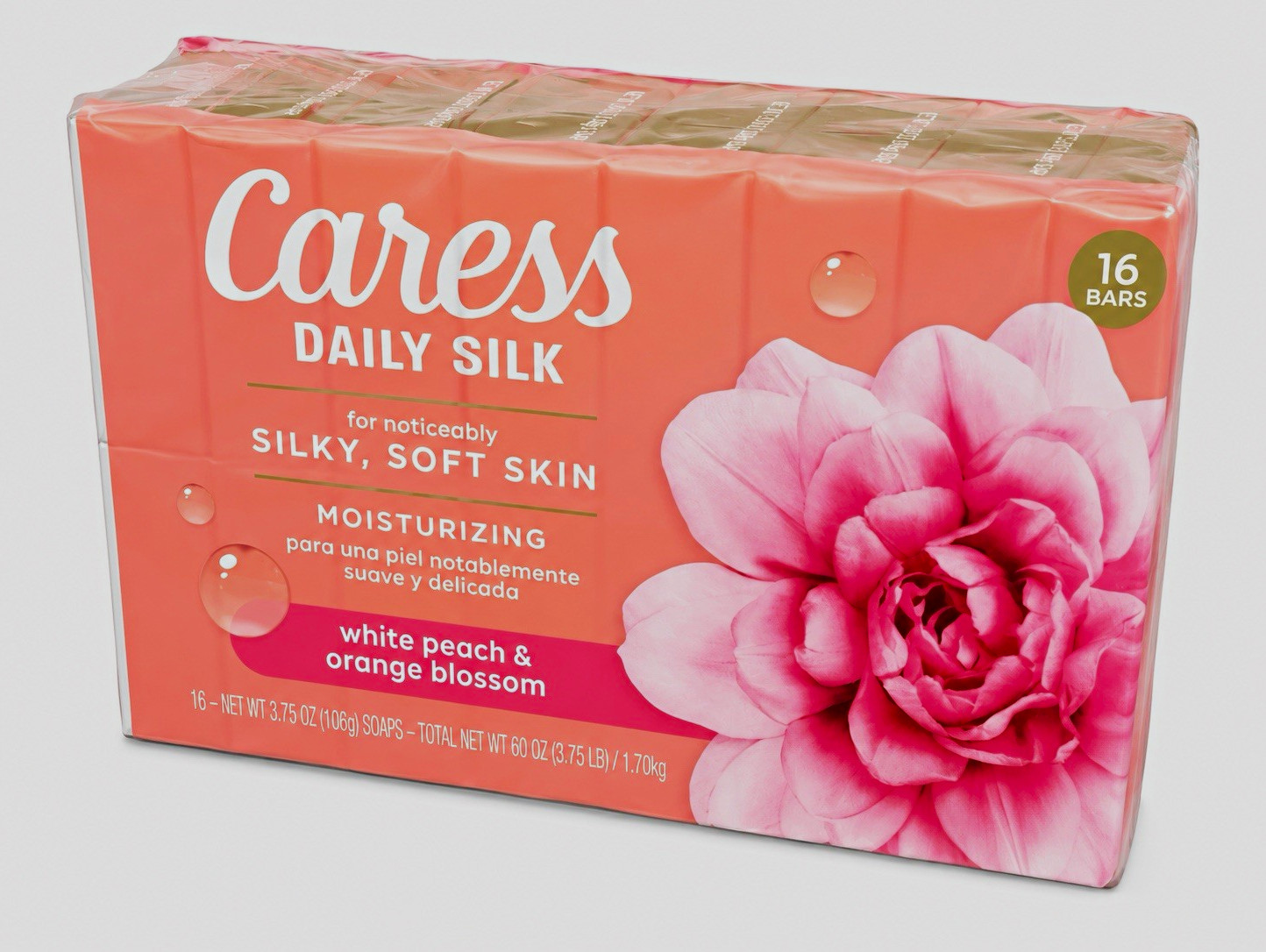Caress Daily Silk Moisturizing Bar Soap White Peach & Orange Blossom 16ct