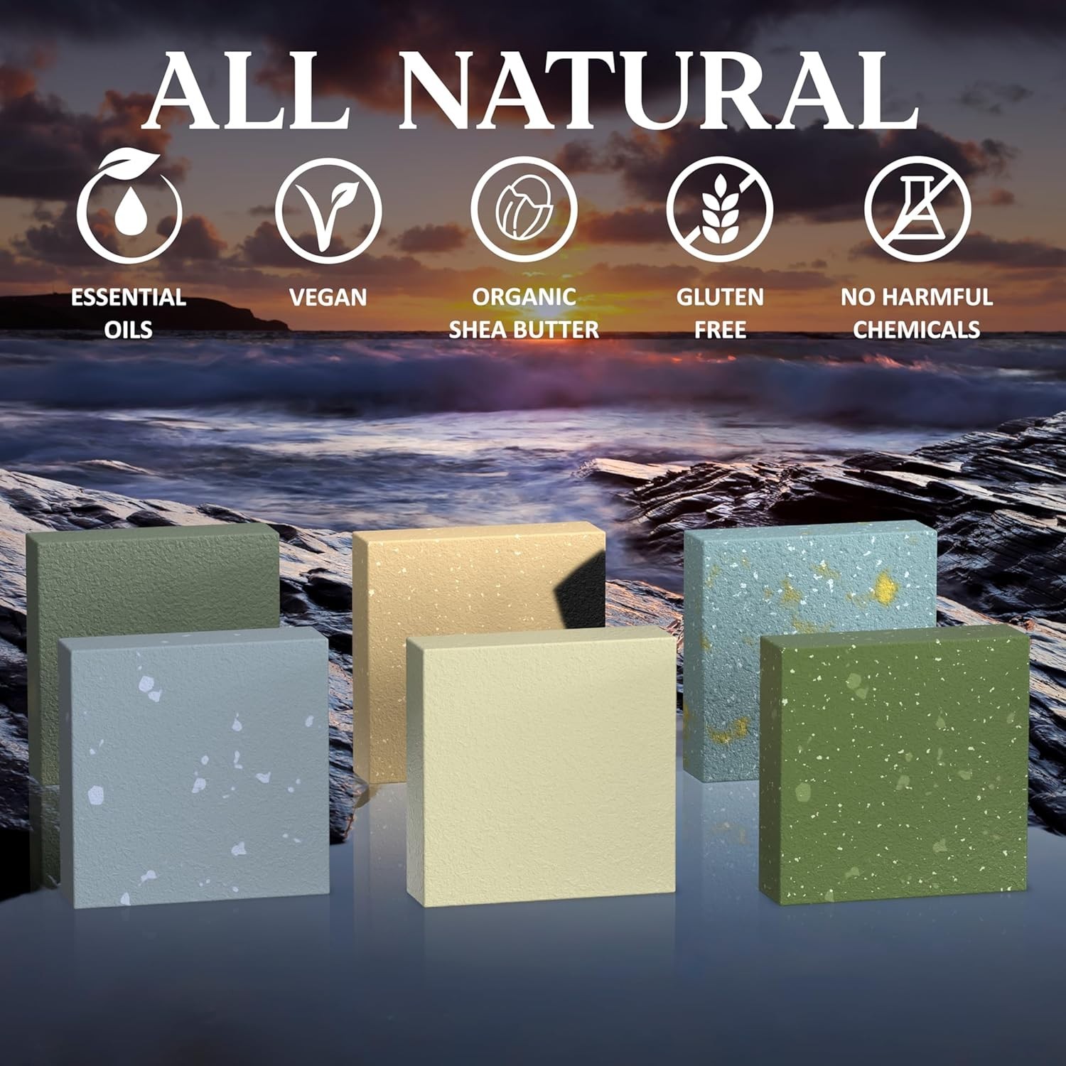 Men’s Cologne Collection Bar Soap – & Chemical-Free, Handmade, 6 x 5 oz