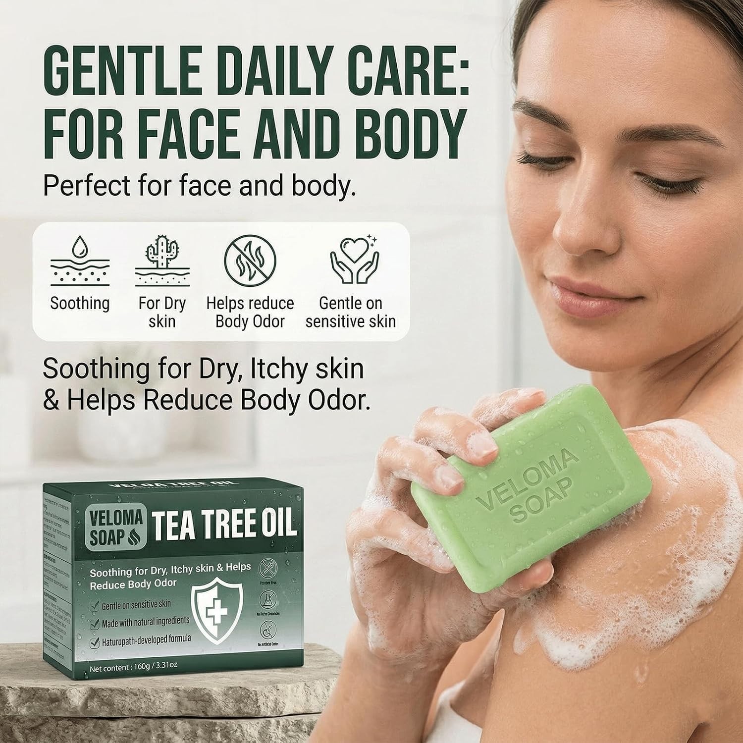 Veloma Antifungal Soap,Veloma Soap,Soothing Tea Tree & Eucalyptus, Deep Pore Cle