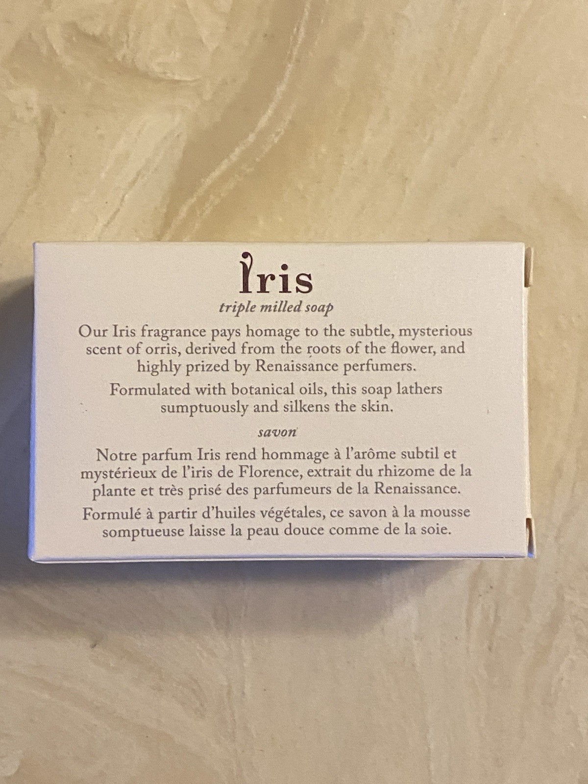 ***CRABTREE & EVELYN IRIS TRIPLE MILLED SOAP BAR – Net Wt 85g/3.0 oz SMALL