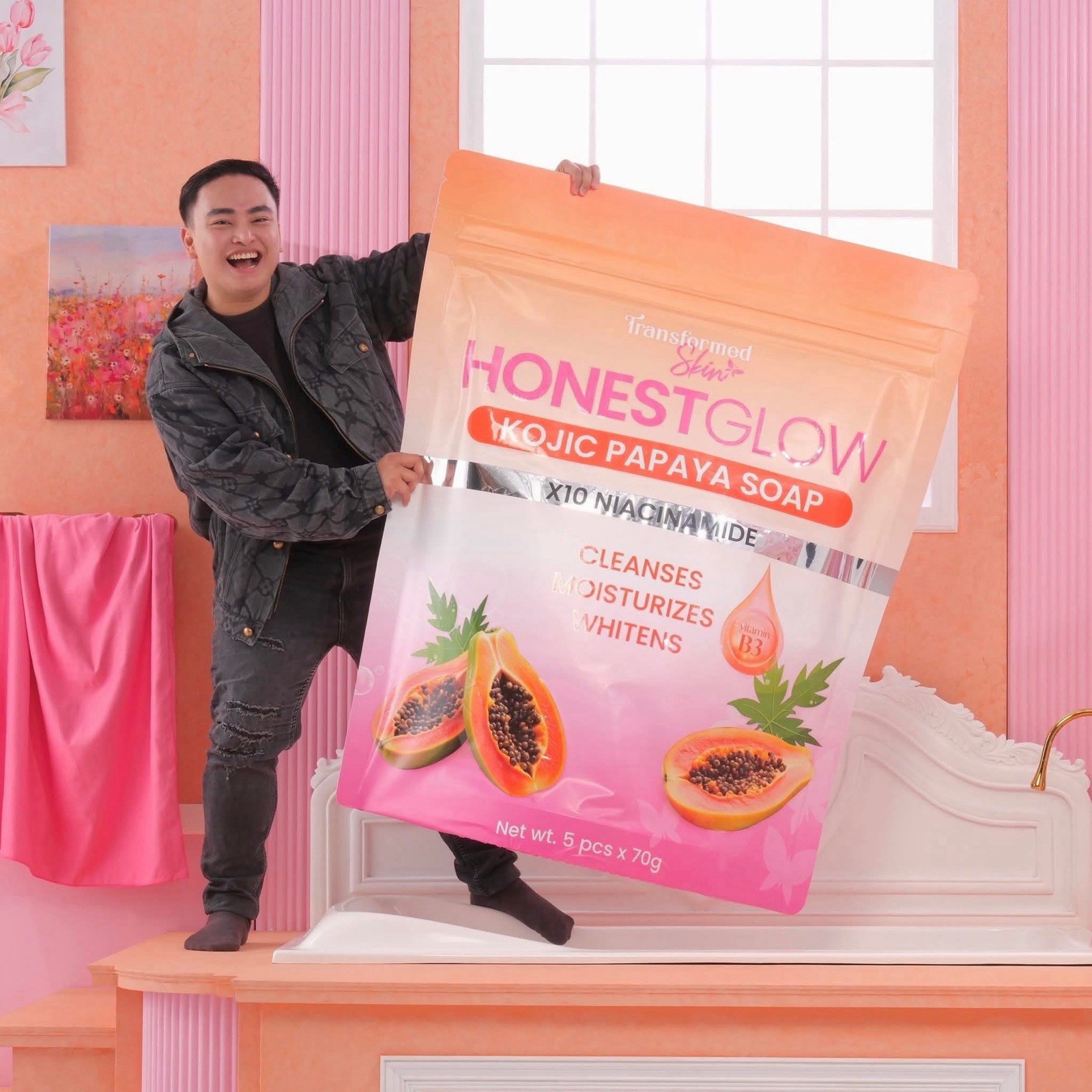Honest Glow Kojic Papaya Soap X10 Niacinamide (5Pcs X 70g)