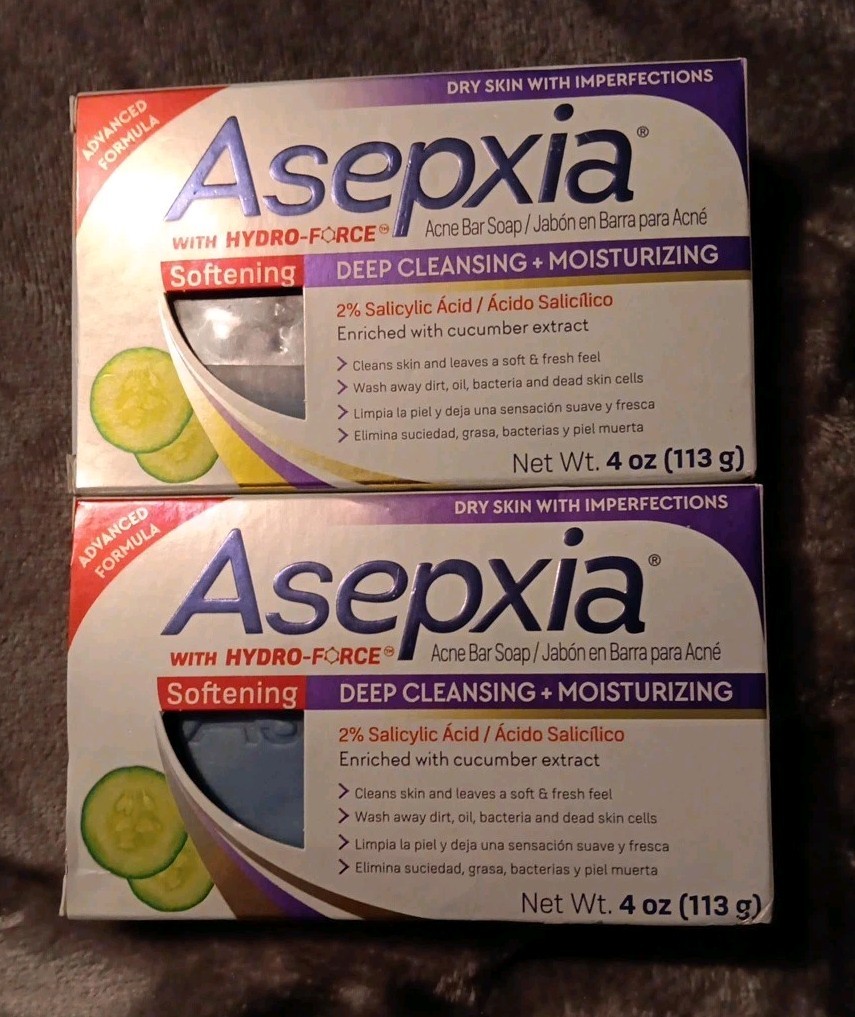2 Asepxia Softening Acne Bar Soap Deep Cleaning + Moisturizing, 4oz. (N05)
